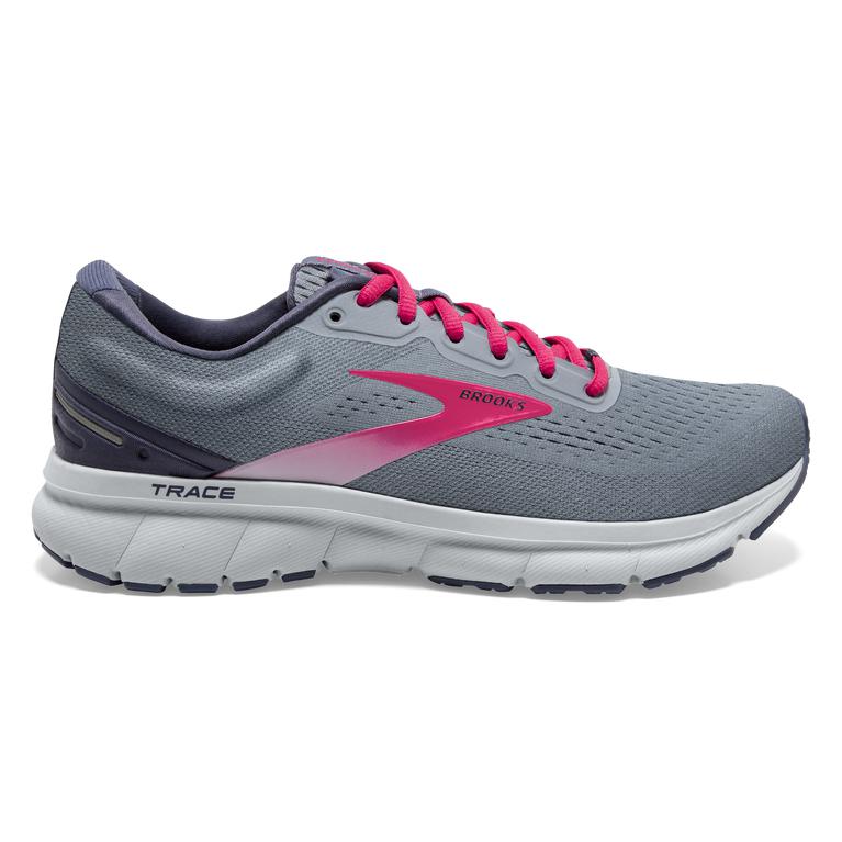 Brooks Trace Adaptive Road Running Shoes - Women's - Grey/Nightshadow/Raspberry (45102-OSUZ)